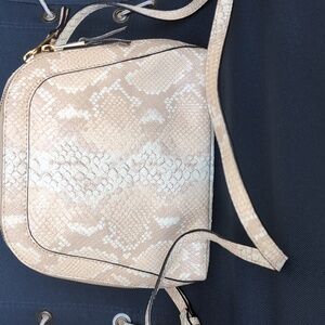 Tignanello Elegant Cream Snake Print Shoulder Crossbody Bag